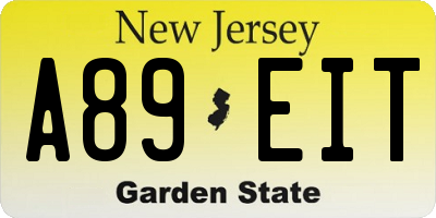 NJ license plate A89EIT
