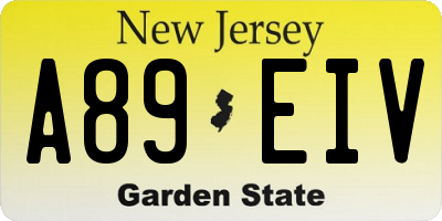 NJ license plate A89EIV