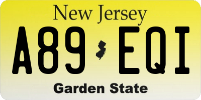 NJ license plate A89EQI