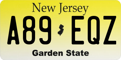NJ license plate A89EQZ