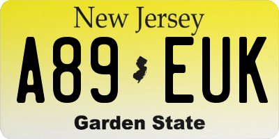 NJ license plate A89EUK