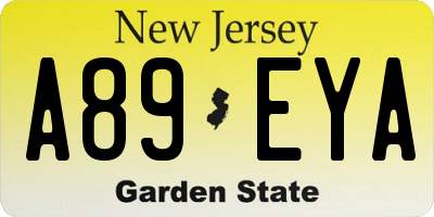 NJ license plate A89EYA