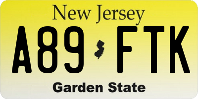 NJ license plate A89FTK