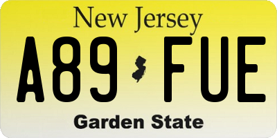 NJ license plate A89FUE