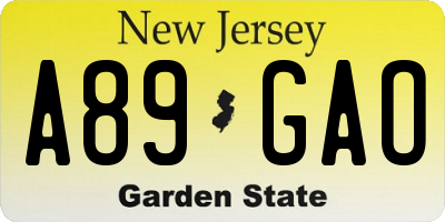 NJ license plate A89GAO