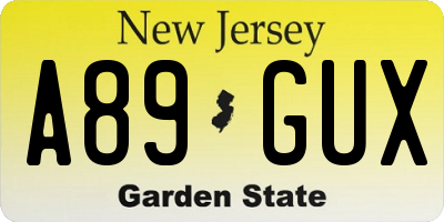 NJ license plate A89GUX