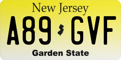 NJ license plate A89GVF