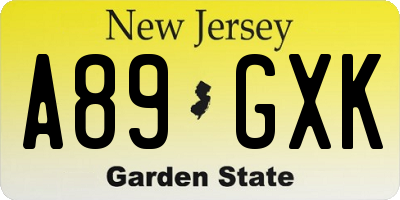 NJ license plate A89GXK