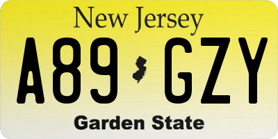 NJ license plate A89GZY