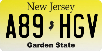 NJ license plate A89HGV
