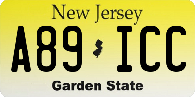 NJ license plate A89ICC