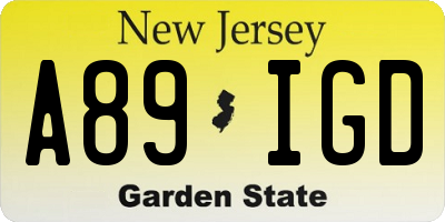 NJ license plate A89IGD