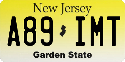 NJ license plate A89IMT