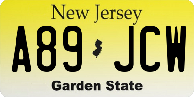 NJ license plate A89JCW