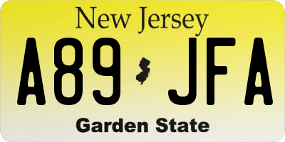 NJ license plate A89JFA