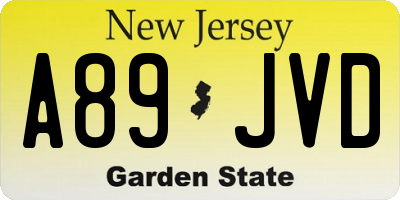 NJ license plate A89JVD