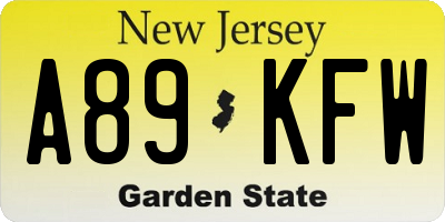 NJ license plate A89KFW