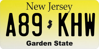 NJ license plate A89KHW