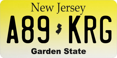 NJ license plate A89KRG