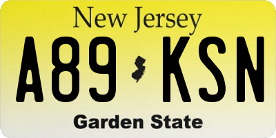 NJ license plate A89KSN