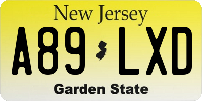 NJ license plate A89LXD