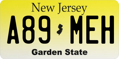NJ license plate A89MEH