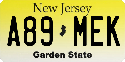 NJ license plate A89MEK