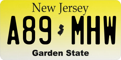 NJ license plate A89MHW