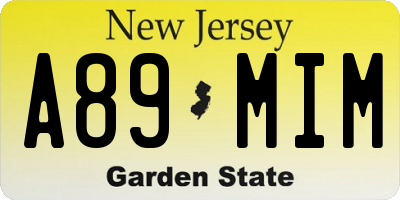NJ license plate A89MIM