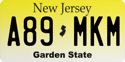 NJ license plate A89MKM