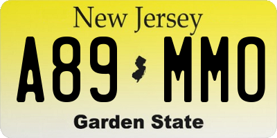NJ license plate A89MMO