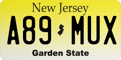 NJ license plate A89MUX