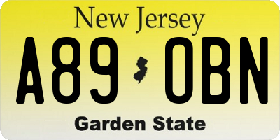 NJ license plate A89OBN