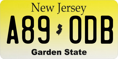 NJ license plate A89ODB