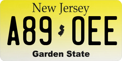 NJ license plate A89OEE