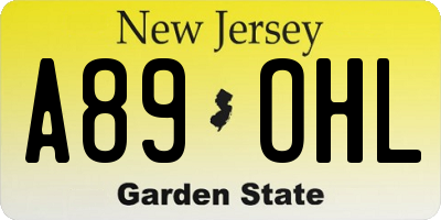 NJ license plate A89OHL
