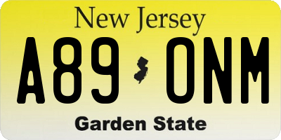 NJ license plate A89ONM
