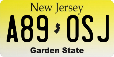 NJ license plate A89OSJ