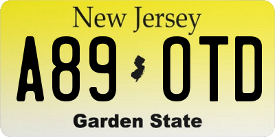 NJ license plate A89OTD