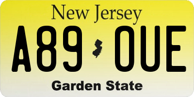 NJ license plate A89OUE