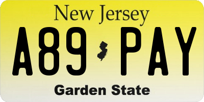 NJ license plate A89PAY