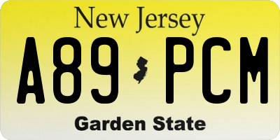 NJ license plate A89PCM