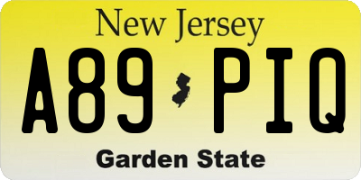 NJ license plate A89PIQ