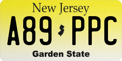 NJ license plate A89PPC