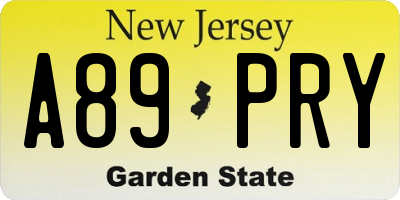 NJ license plate A89PRY