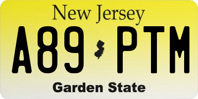 NJ license plate A89PTM