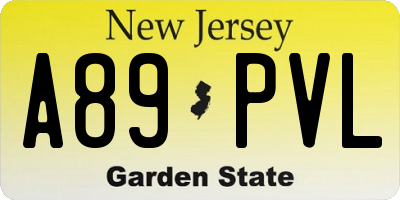 NJ license plate A89PVL