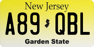 NJ license plate A89QBL