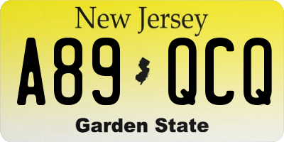 NJ license plate A89QCQ