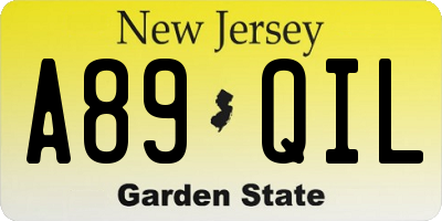 NJ license plate A89QIL